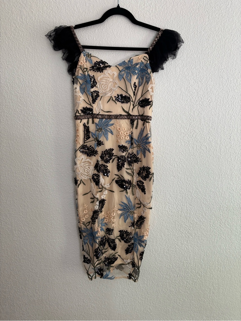 Lulus Show Stopper Cream Embroidered Sequin Bodycon Midi Dress